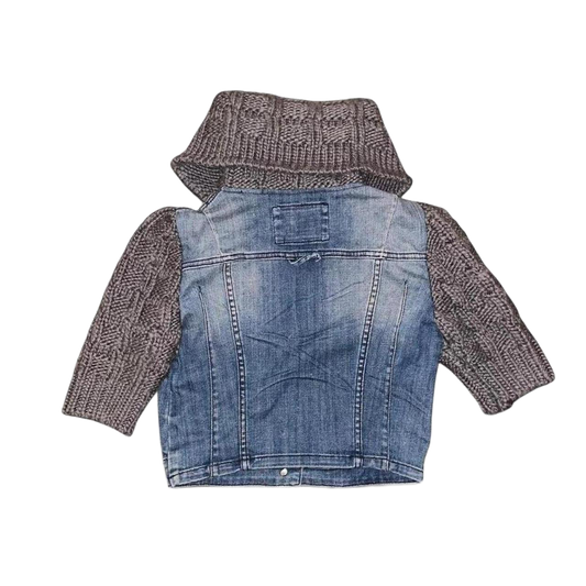 Miss Sixty gray knit and denim crop jacket