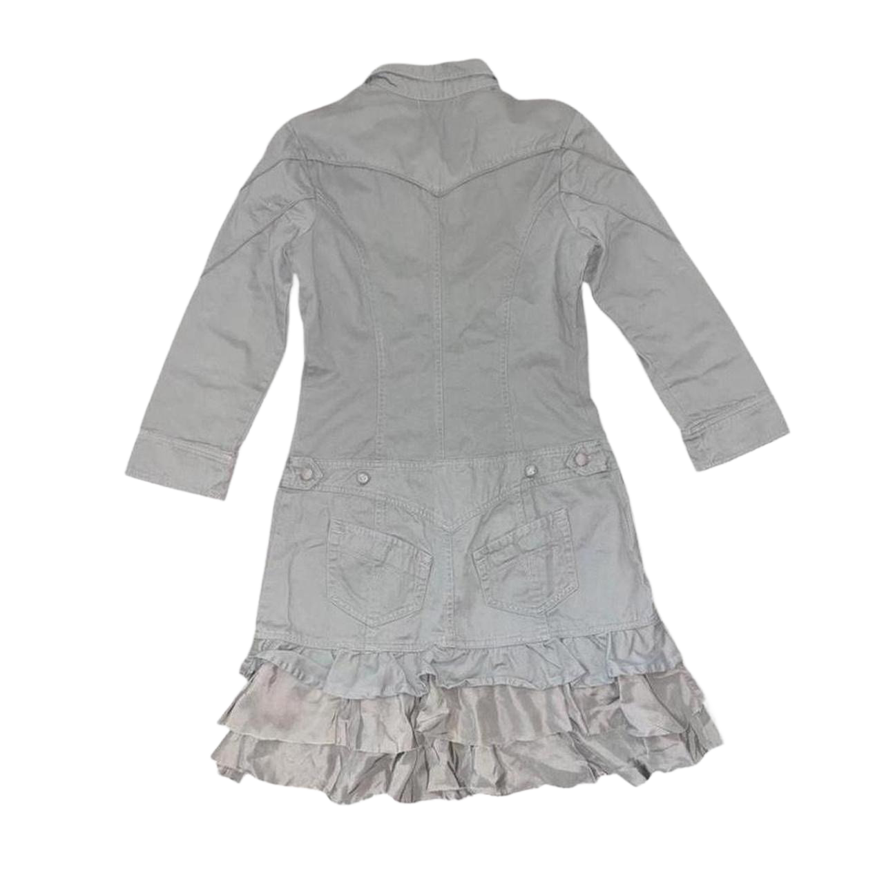 Diesel army green ruffle button up utility dress
