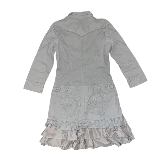 Diesel army green ruffle button up utility dress