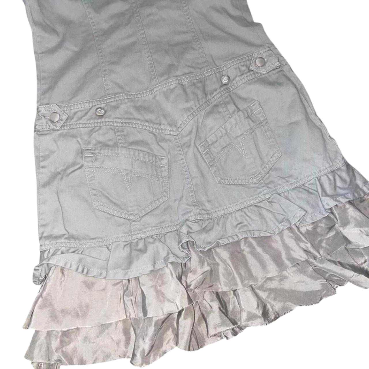 Diesel army green ruffle button up utility dress
