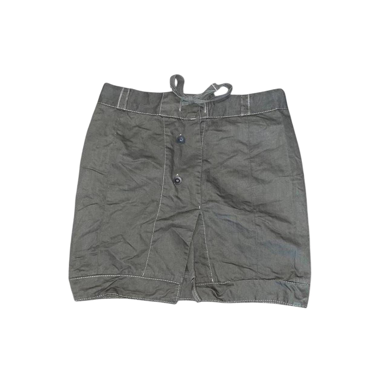 Marithe + Francois Girbaud khaki green subversive utilitarian midi skirt