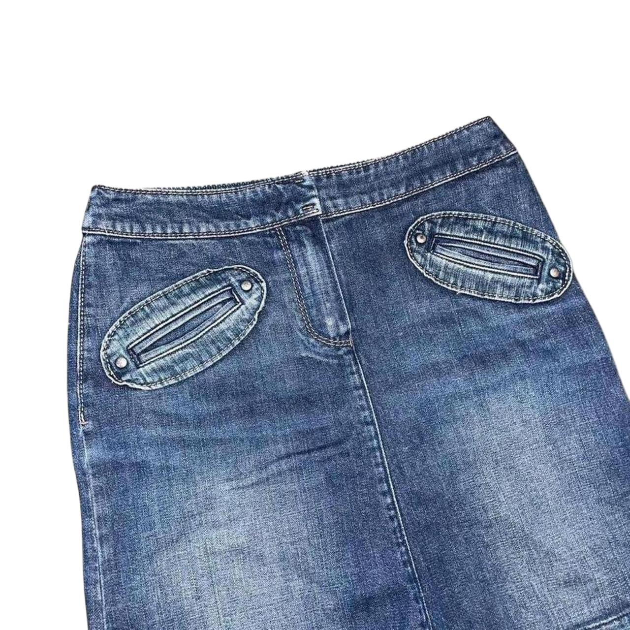 Miss Sixty medium wash denim midi skirt