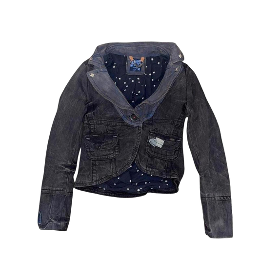 Miss Sixty dark wash denim utility jacket with stud detail