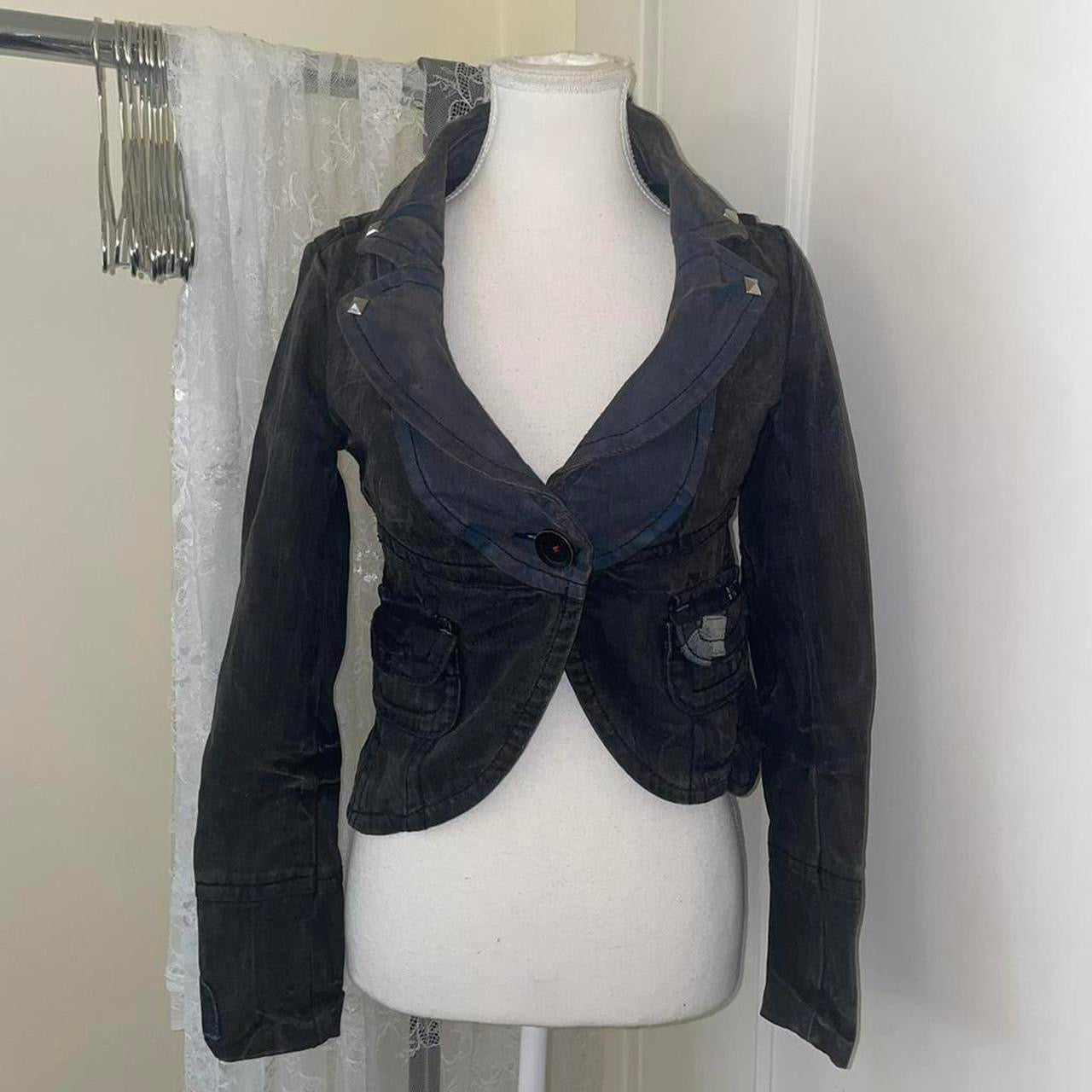 Miss Sixty dark wash denim utility jacket with stud detail