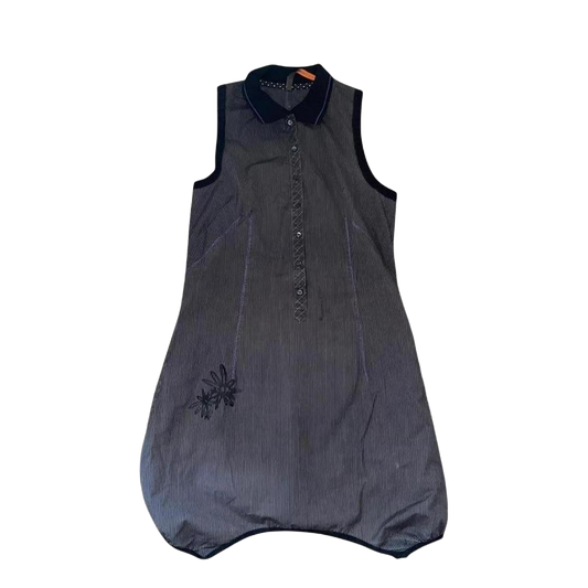Cop. Copine gray pinstripe button up bubble midi dress