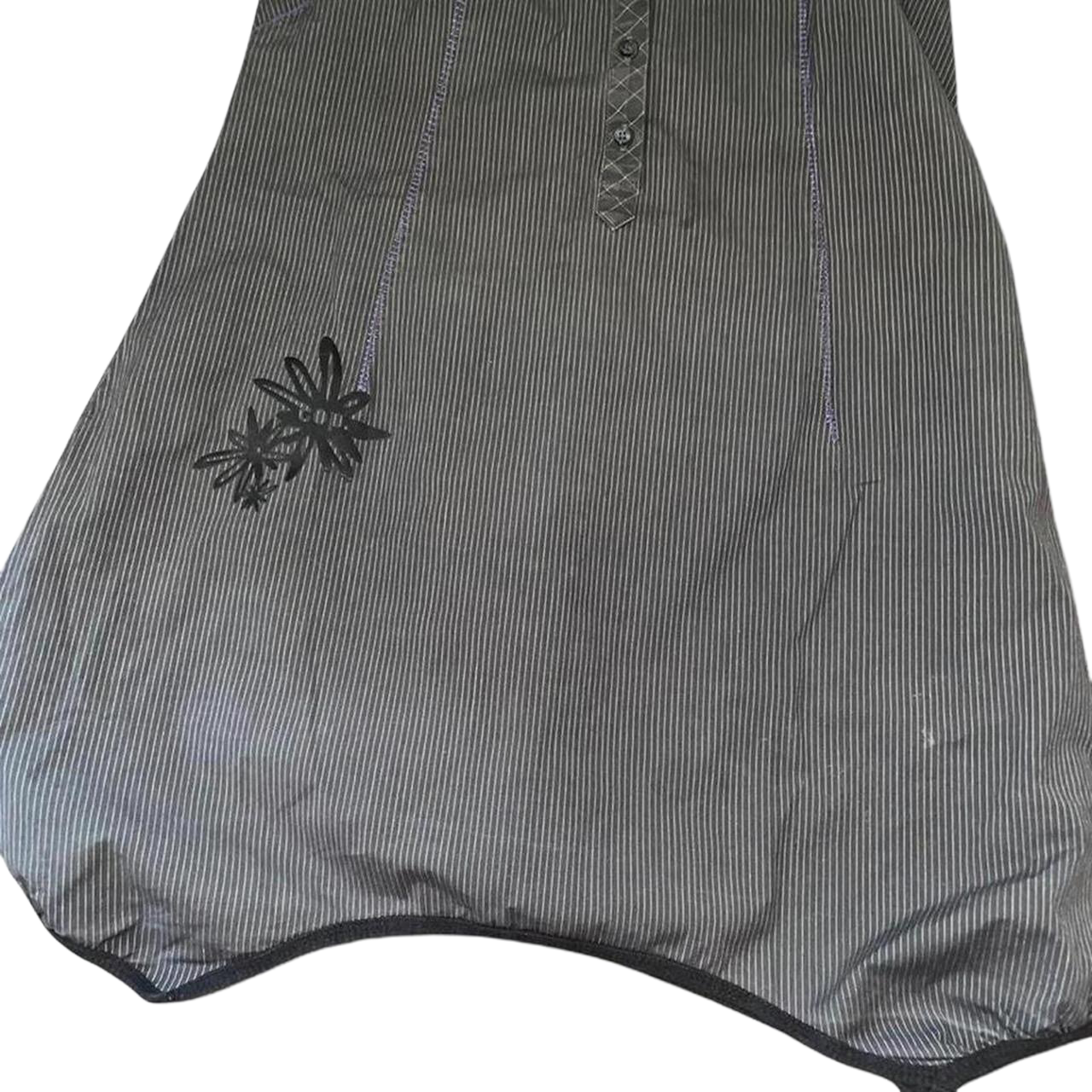 Cop. Copine gray pinstripe button up bubble midi dress