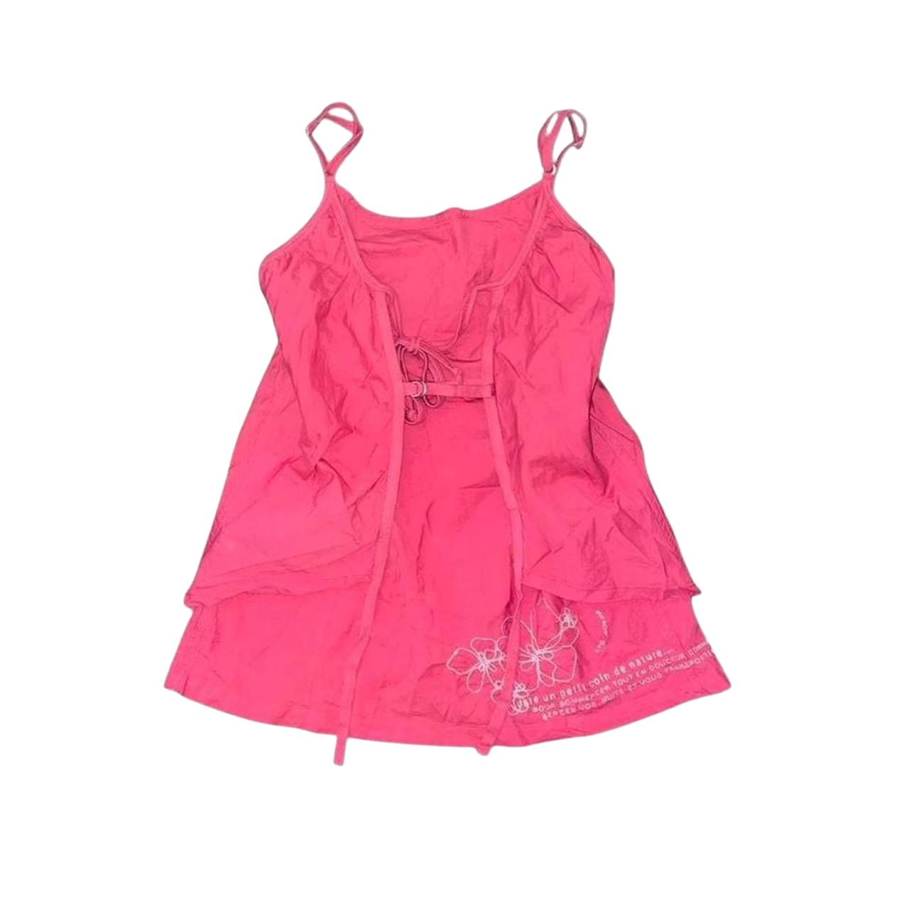 Cop. Copine red floral embroidered cami with tie detail in the back