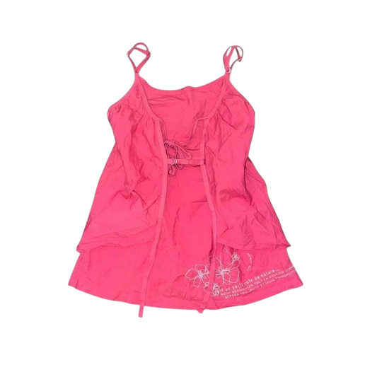 Cop. Copine red floral embroidered cami with tie detail in the back