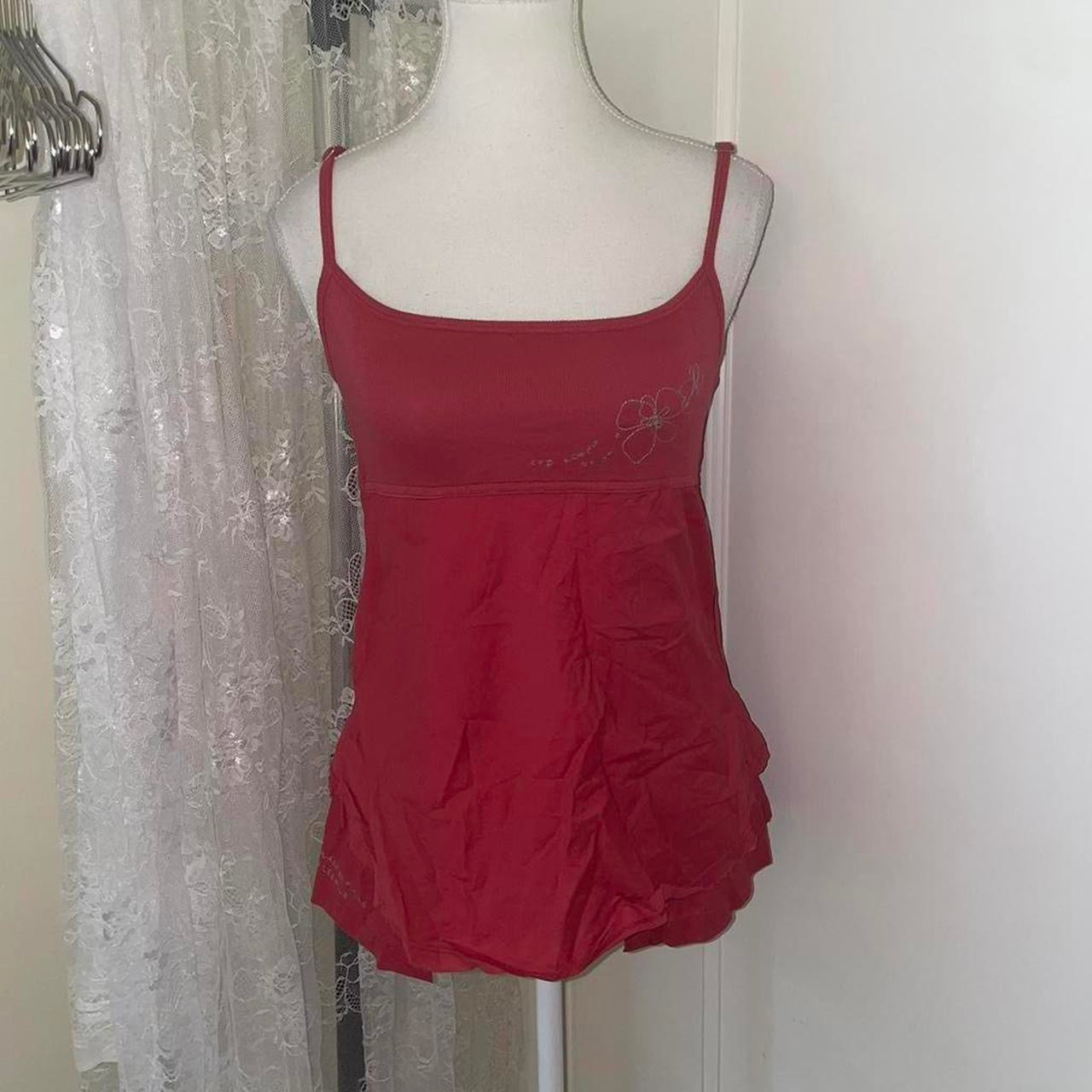 Cop. Copine red floral embroidered cami with tie detail in the back