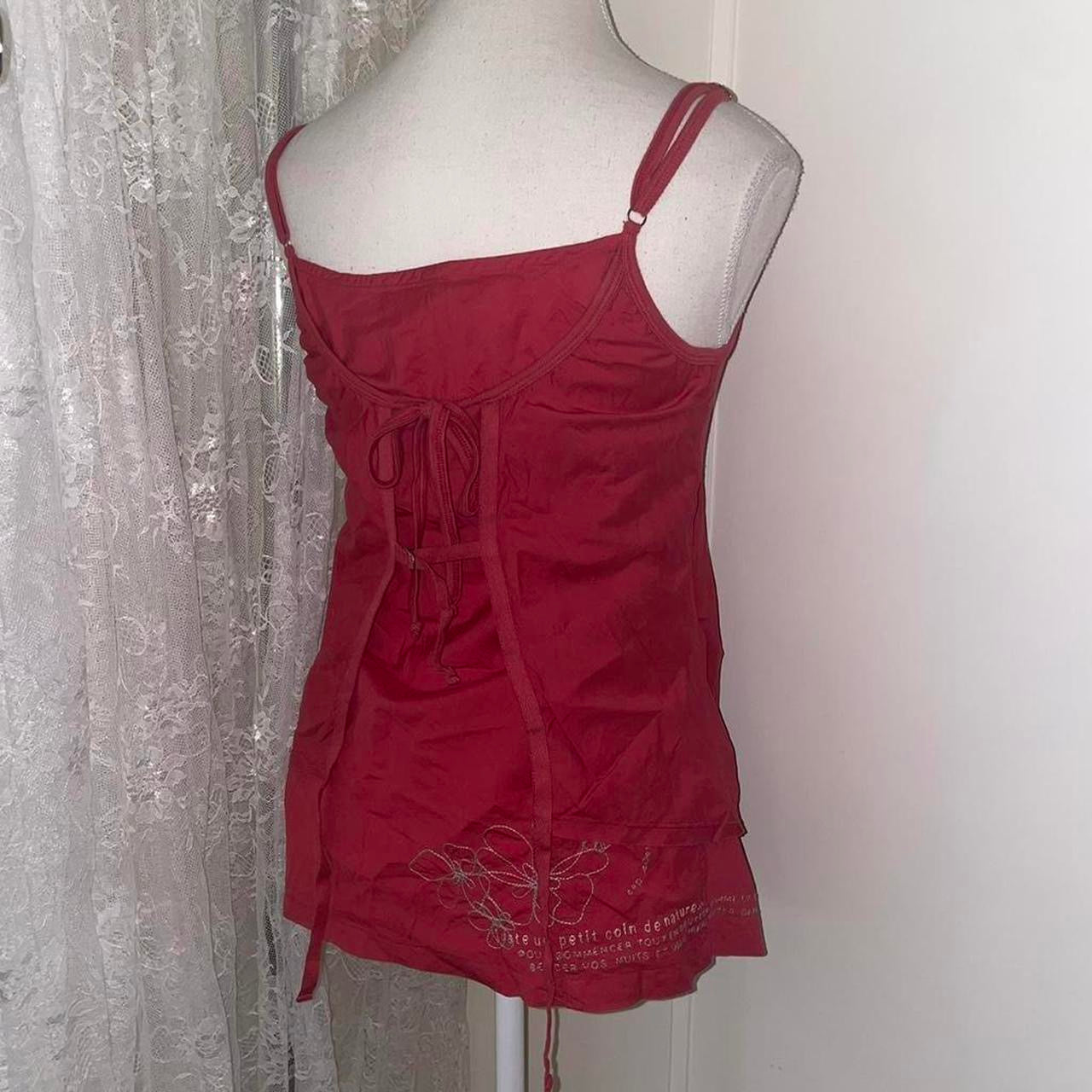 Cop. Copine red floral embroidered cami with tie detail in the back