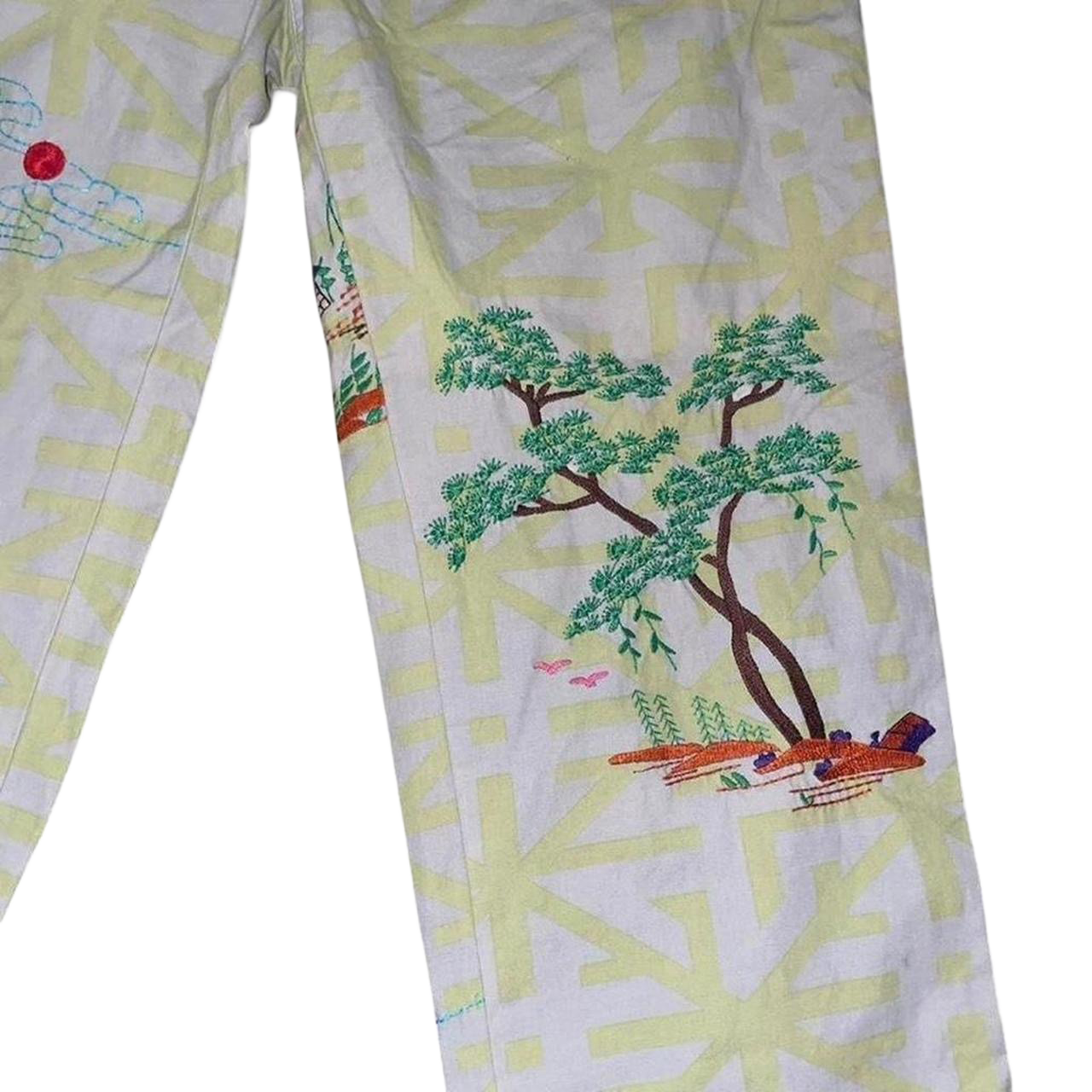Custo Barcelona green graphic embrodiered capris