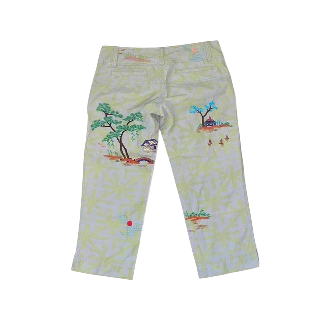 Custo Barcelona green graphic embrodiered capris