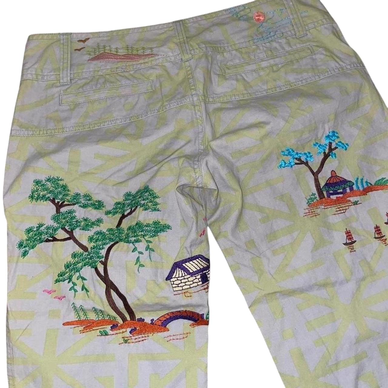 Custo Barcelona green graphic embrodiered capris