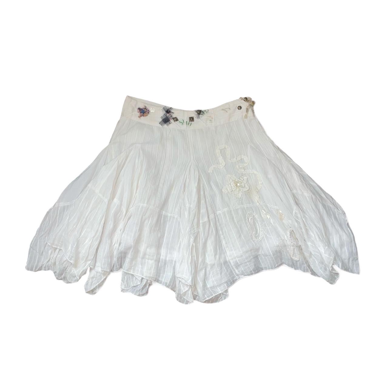Desigual white asymmetric hem embroidered skirt | mid-2000s