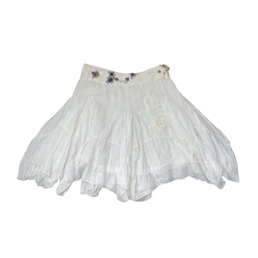 Desigual white asymmetric hem embroidered skirt | mid-2000s