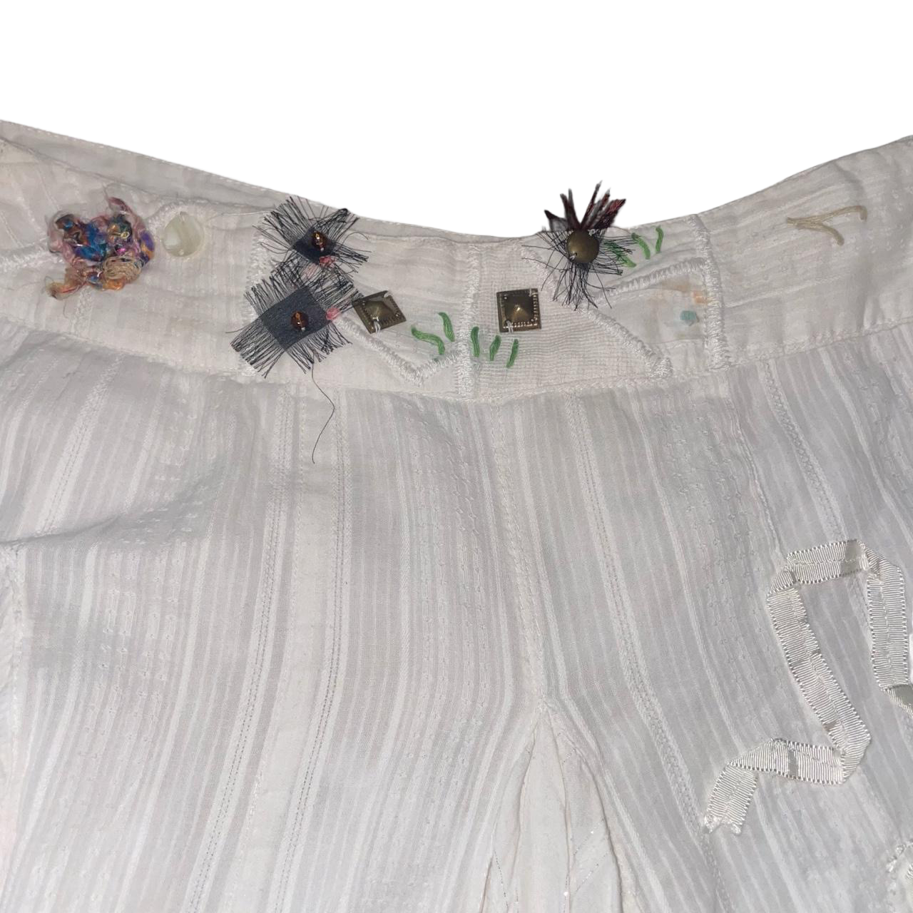 Desigual white asymmetric hem embroidered skirt | mid-2000s