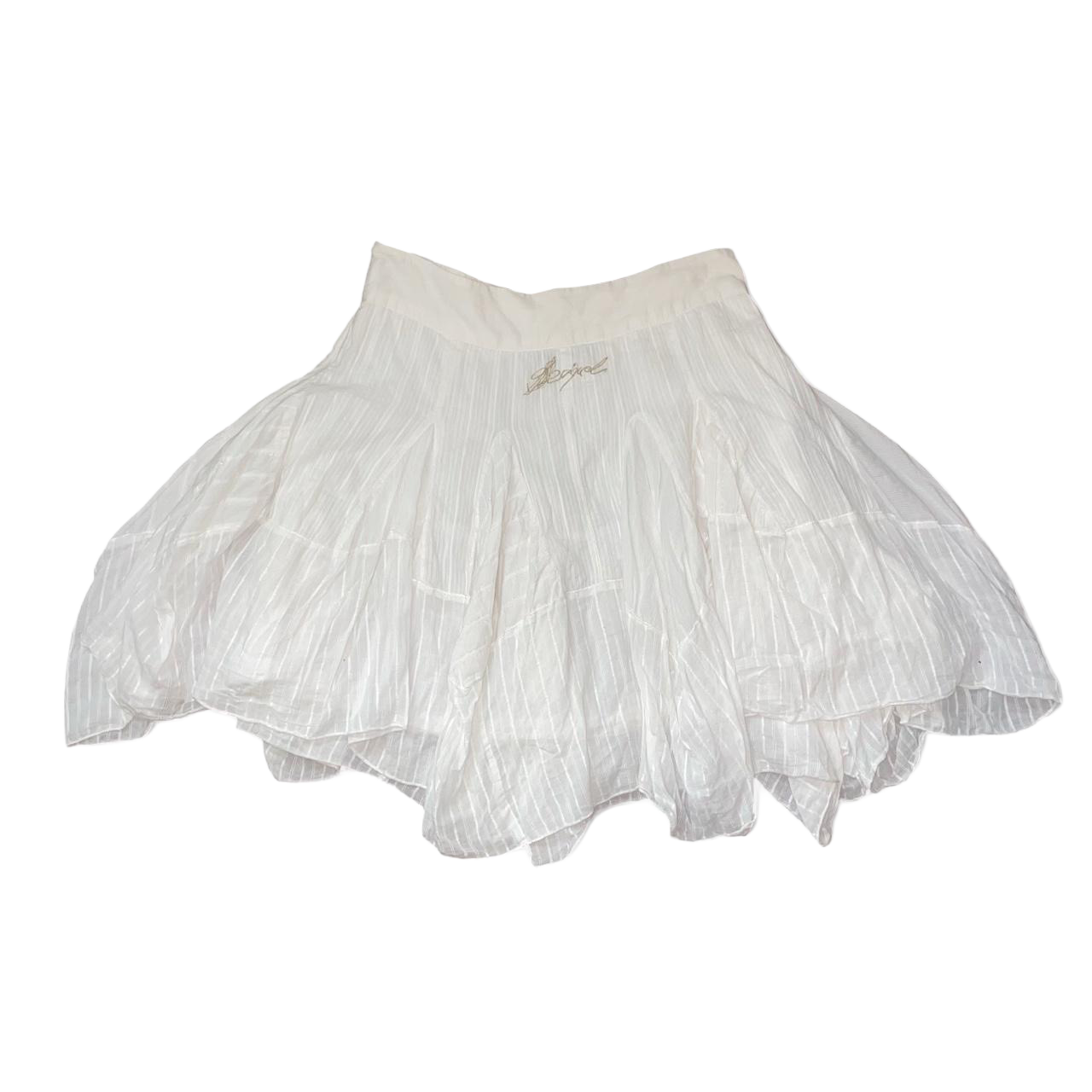 Desigual white asymmetric hem embroidered skirt | mid-2000s