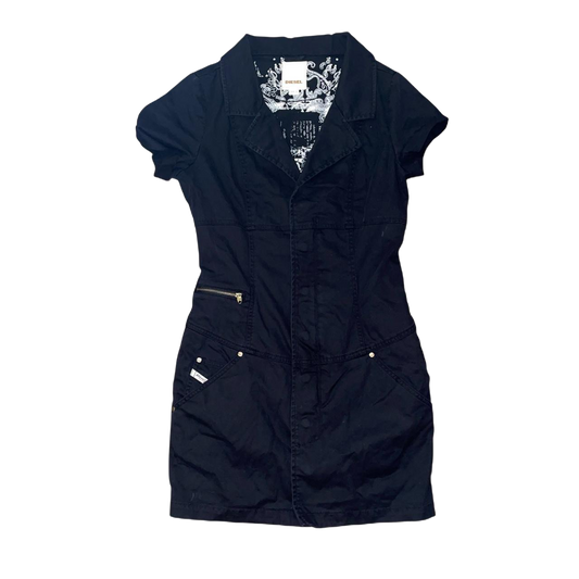 Diesel black utility short sleeve mini dress | late-2000s