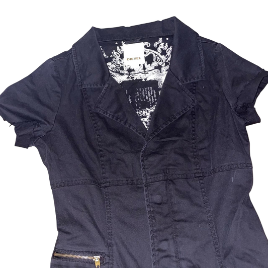 Diesel black utility short sleeve mini dress | late-2000s