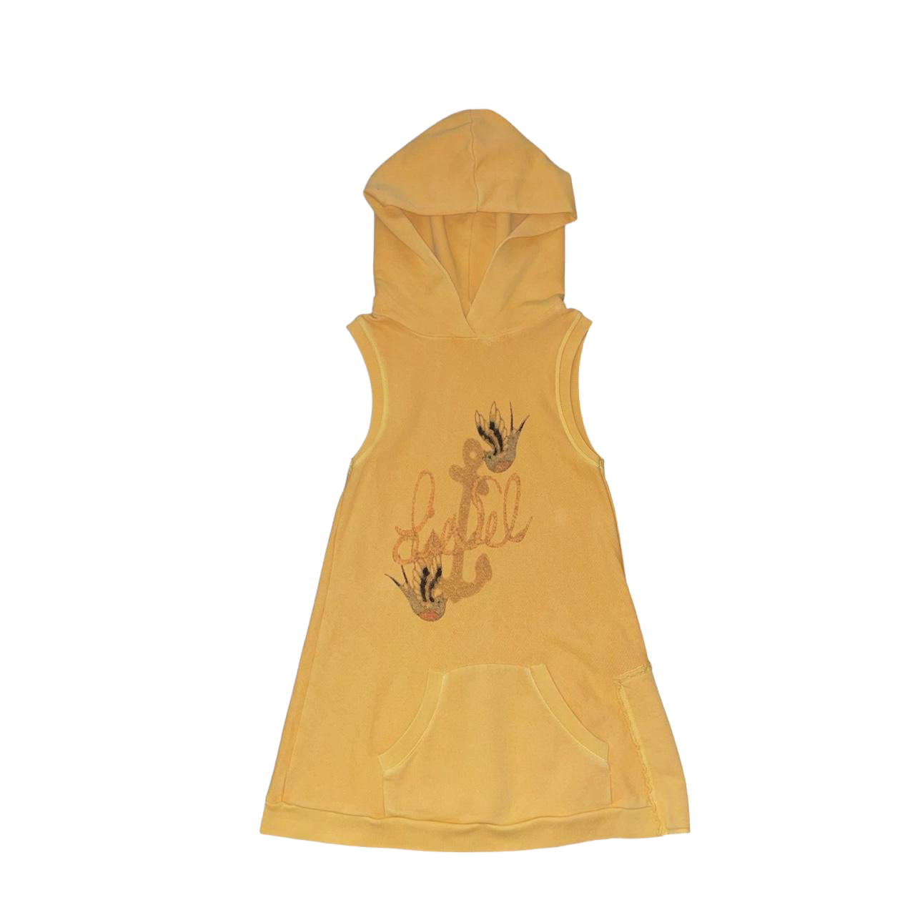 Diesel yellow graphic hooded vest | mid-2000s