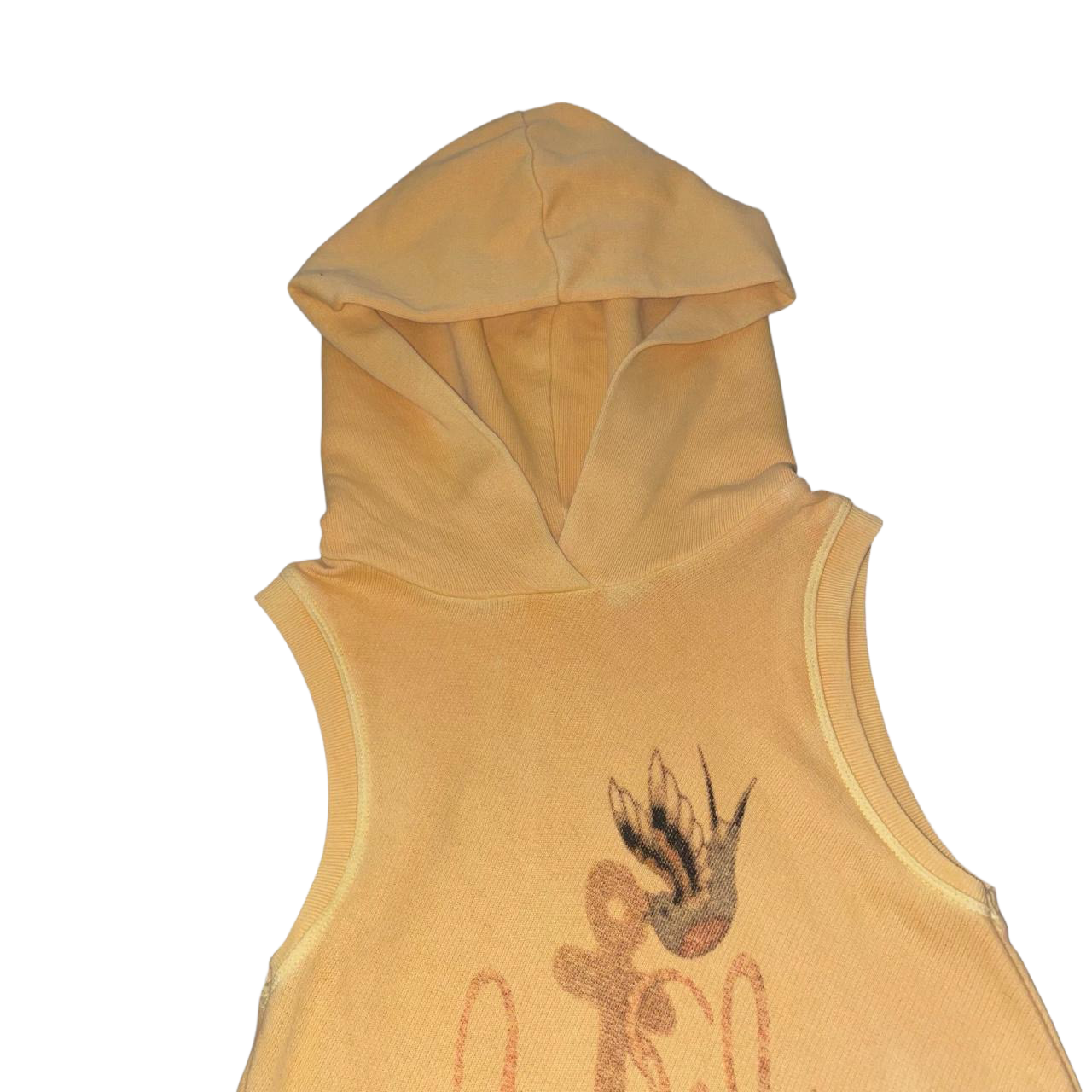 Diesel yellow graphic hooded vest | mid-2000s