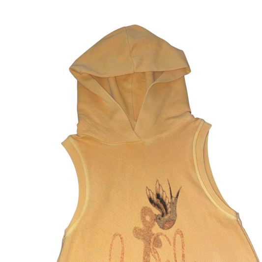 Diesel yellow graphic hooded vest | mid-2000s
