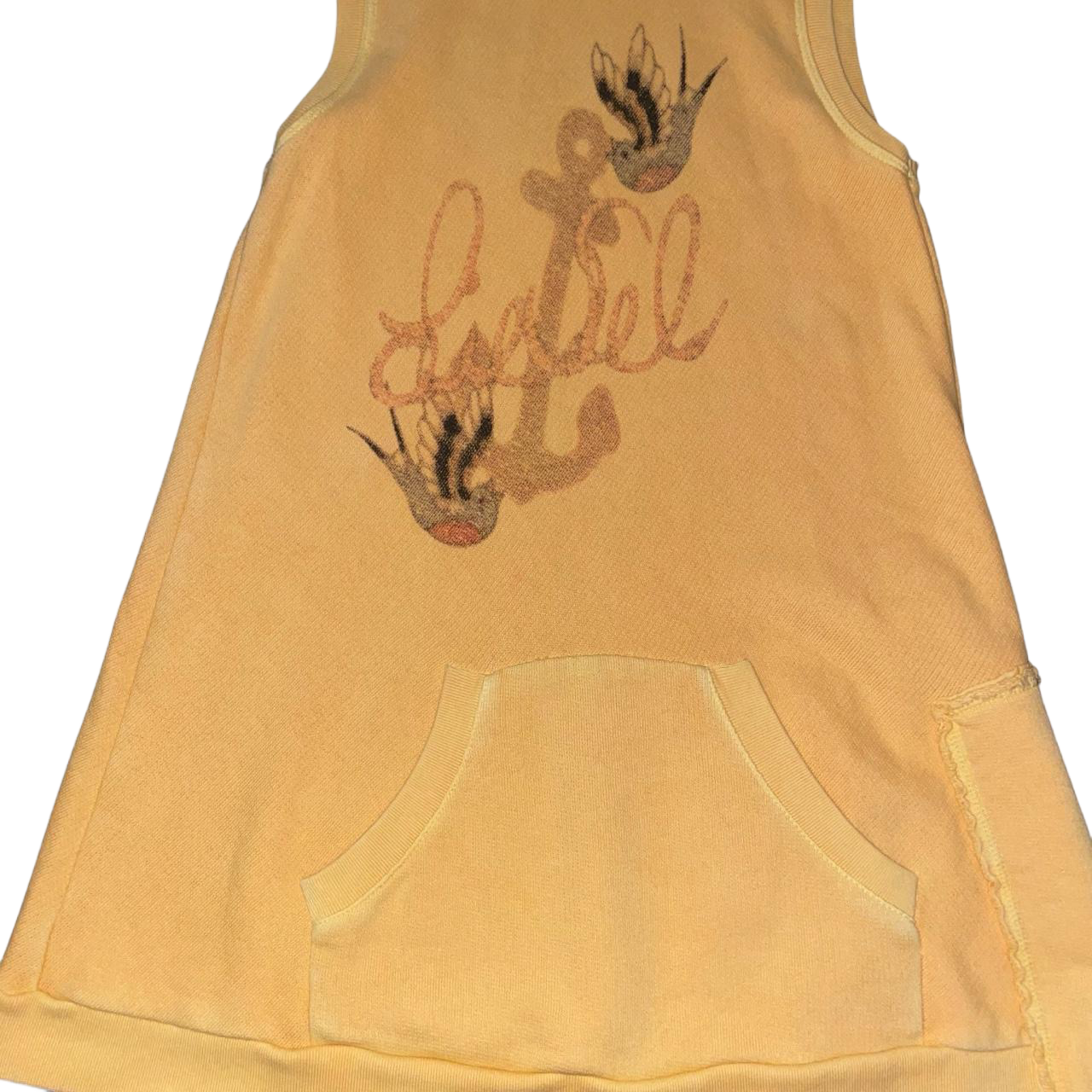 Diesel yellow graphic hooded vest | mid-2000s