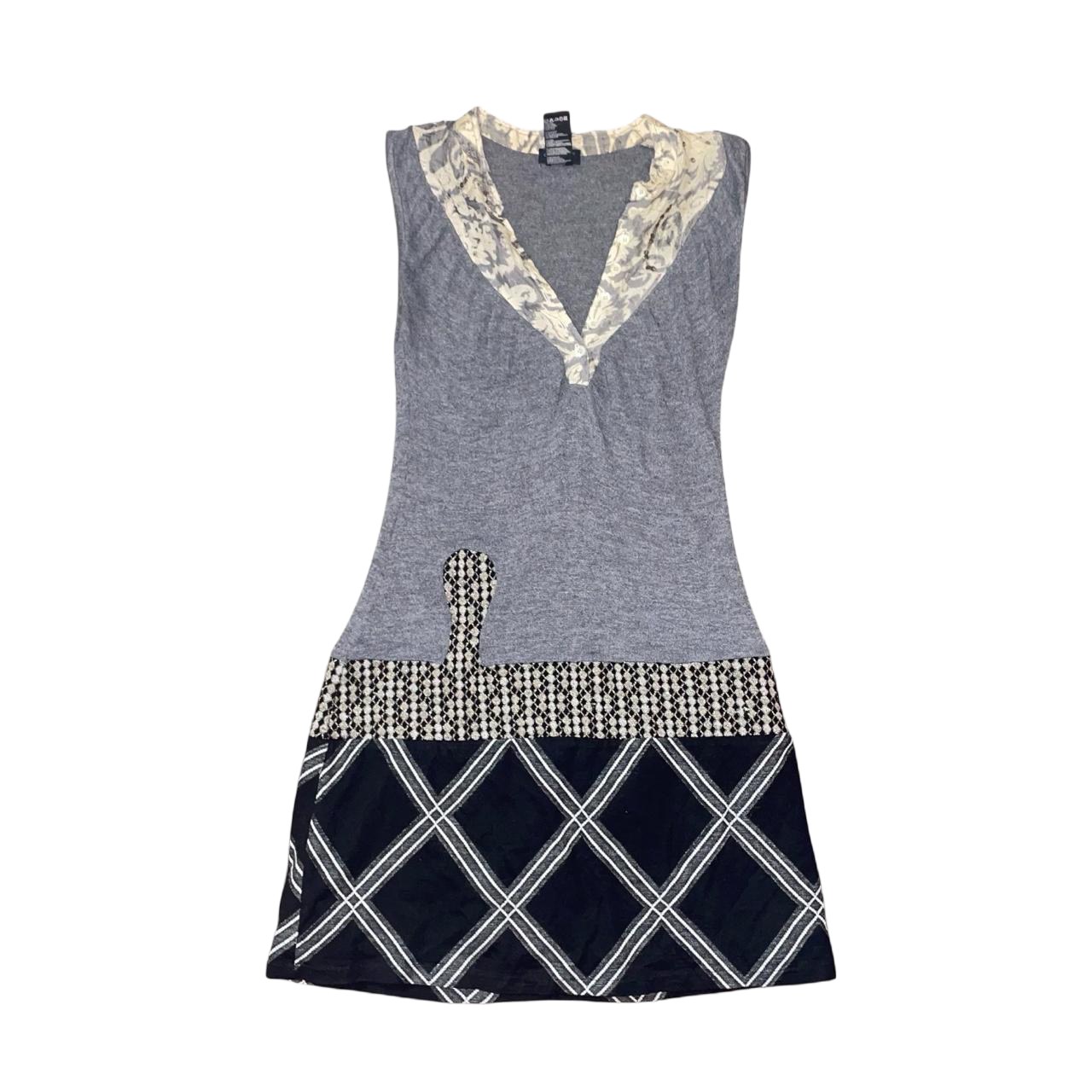 Custo Barcelona gray knit pattern drop waist mini dress | late-2000s