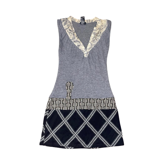 Custo Barcelona gray knit pattern drop waist mini dress | late-2000s