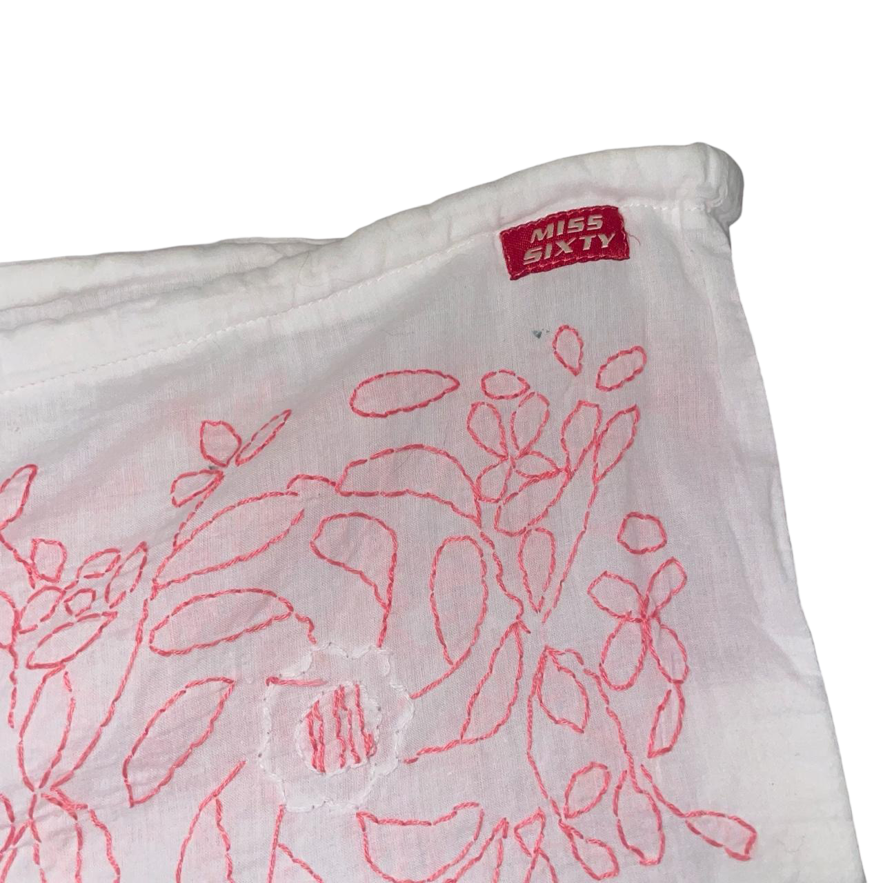 Miss Sixty semi-sheer pink embroidered summer pants | early-2000s