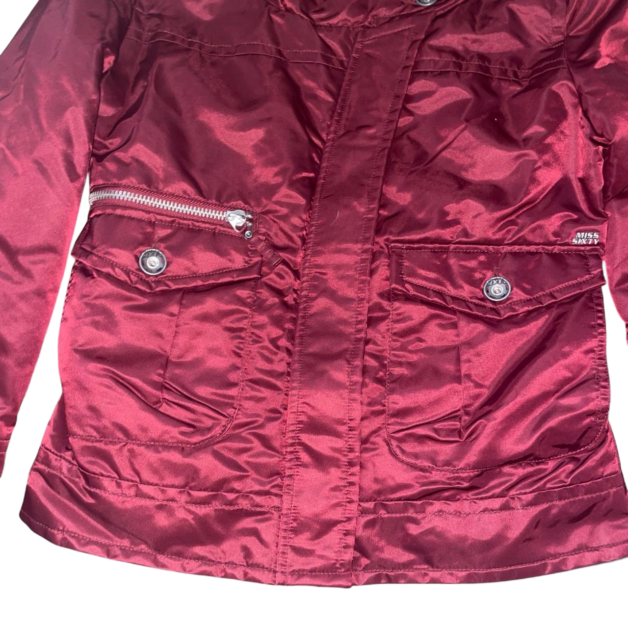 Miss Sixty burgundy satin utility jacket | mid-2000s