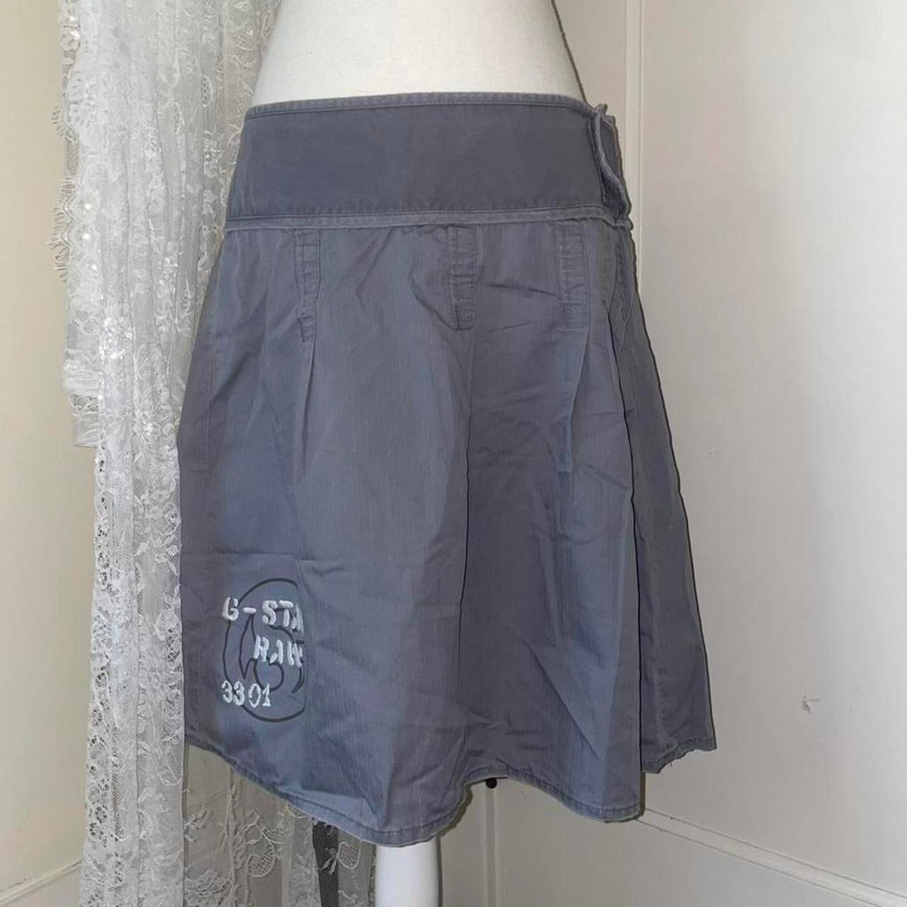 G-Star gray graphic pleated midi skirt