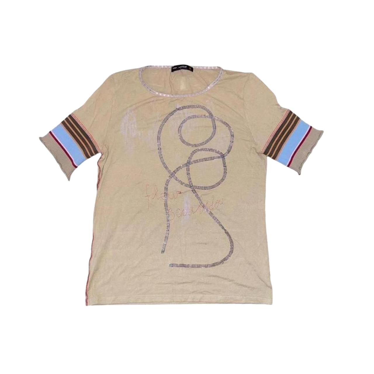 Cop. Copine tan graphic stripe top
