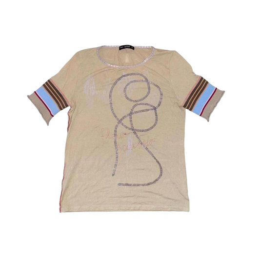 Cop. Copine tan graphic stripe top