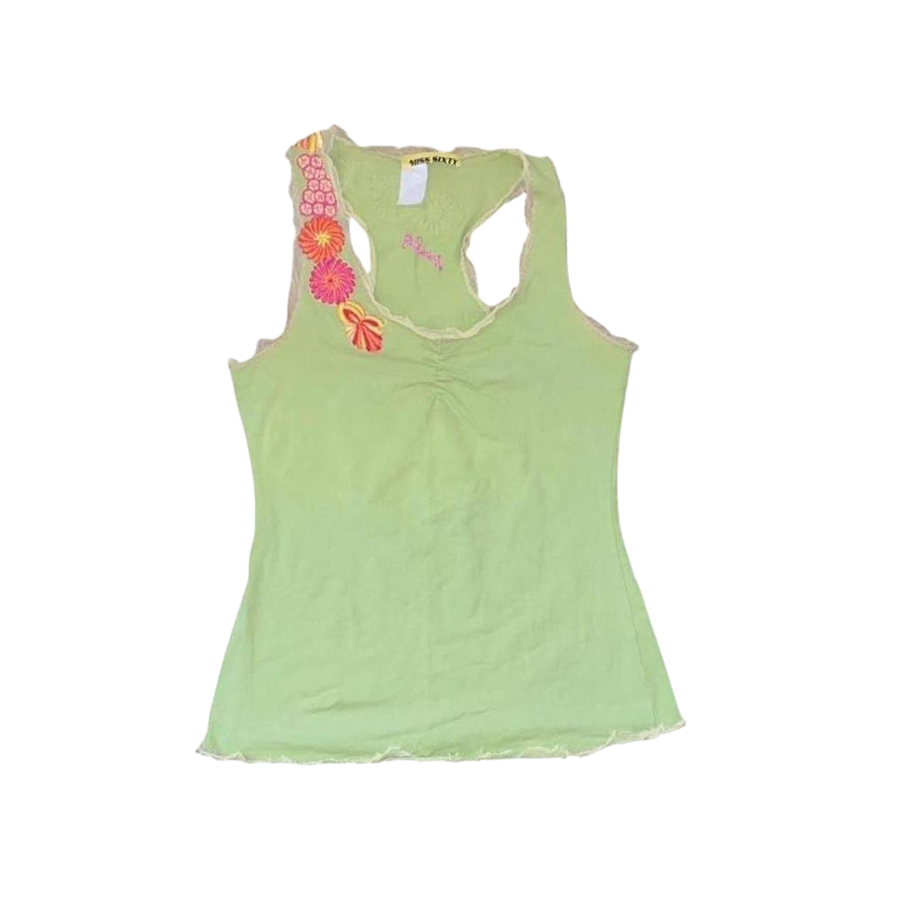 Miss Sixty lime green floral embroidered tank