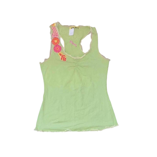 Miss Sixty lime green floral embroidered tank