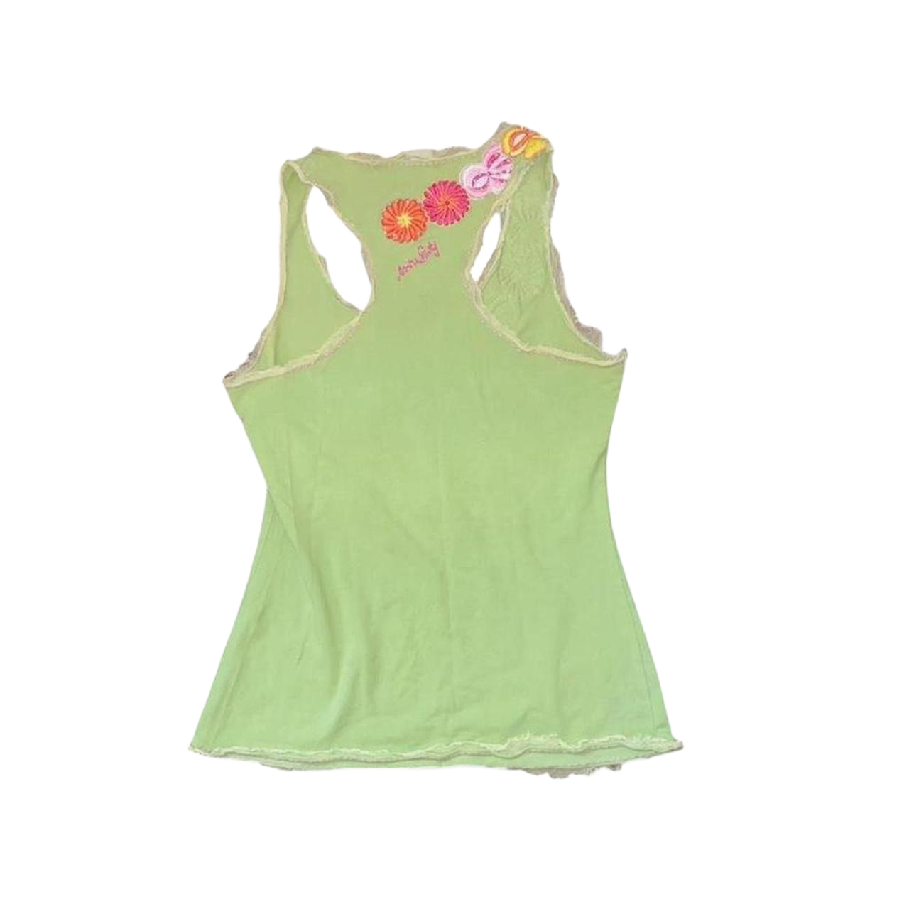 Miss Sixty lime green floral embroidered tank