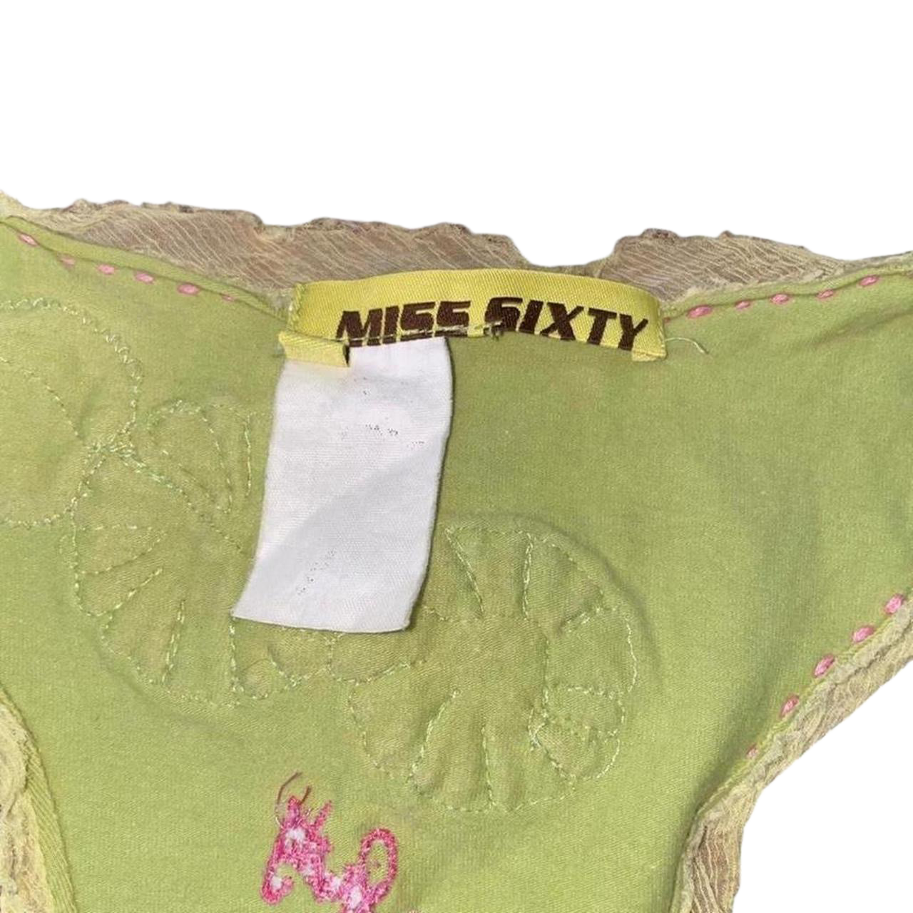 Miss Sixty lime green floral embroidered tank