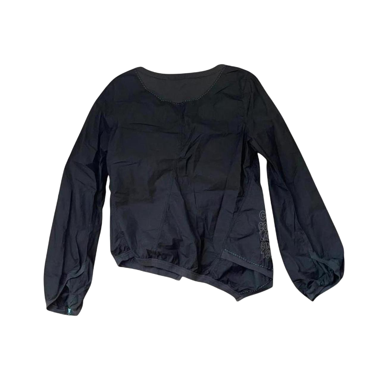 Cop. Copine black asymmetric zip up wrap style long sleeve top