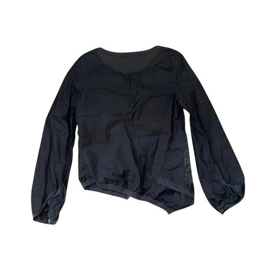 Cop. Copine black asymmetric zip up wrap style long sleeve top