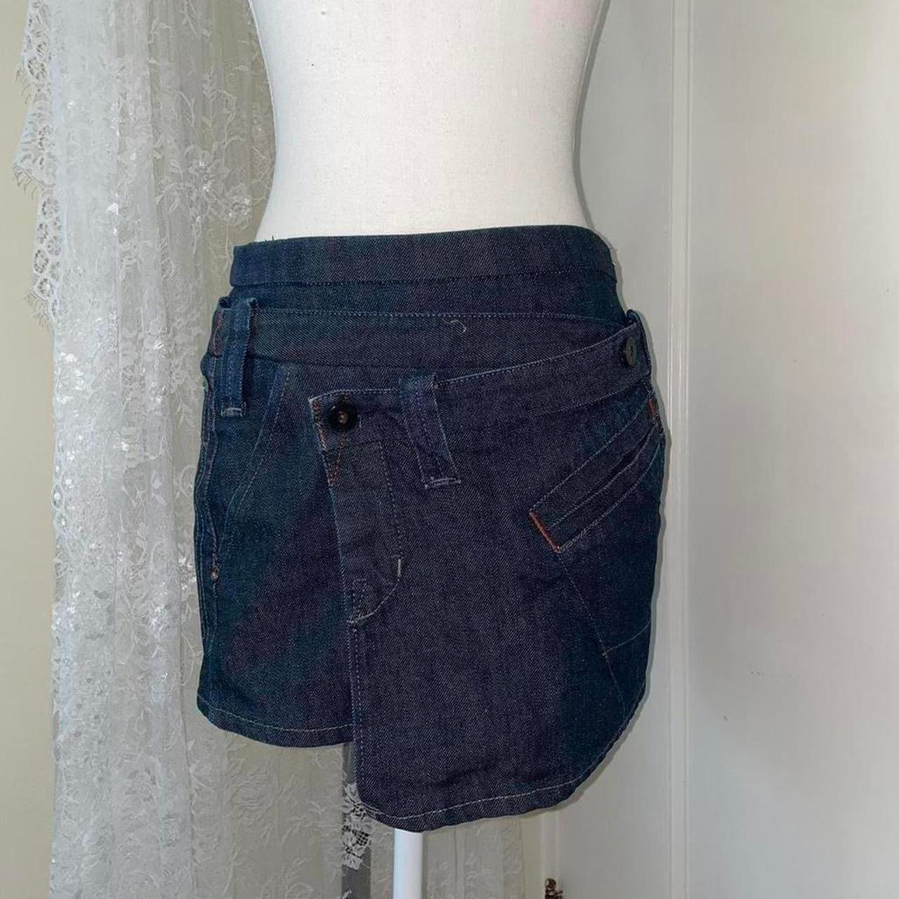 G-Star dark wash wrap mini skirt