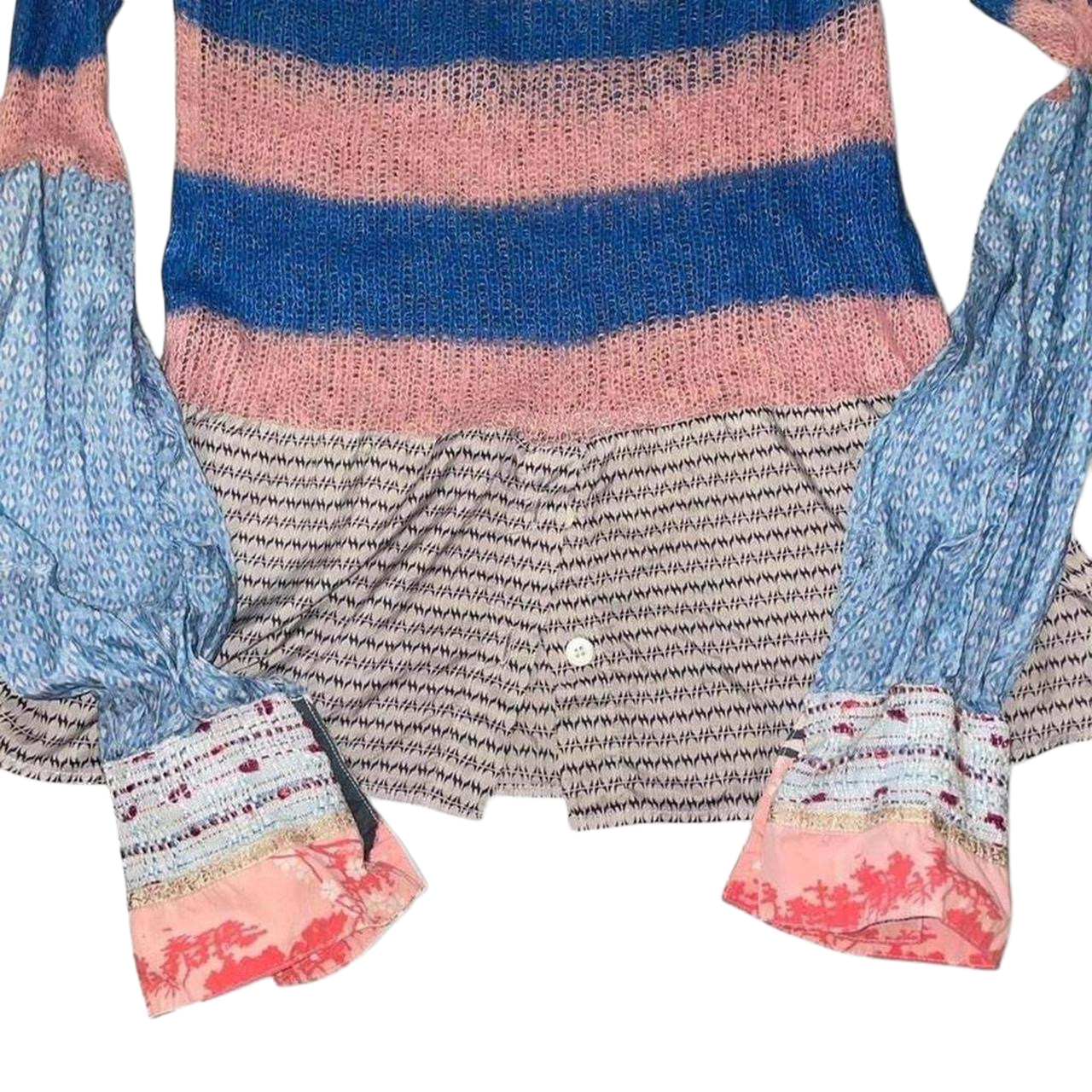 Custo Barcelona sheer stripe knit button up long sleeve