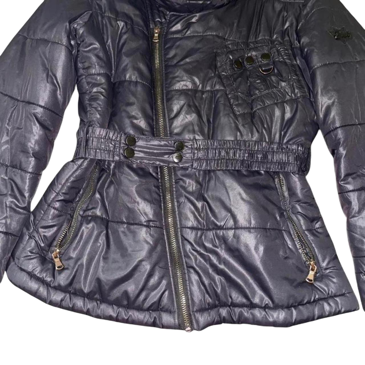 Diesel black puffer jacket with faux fur collar