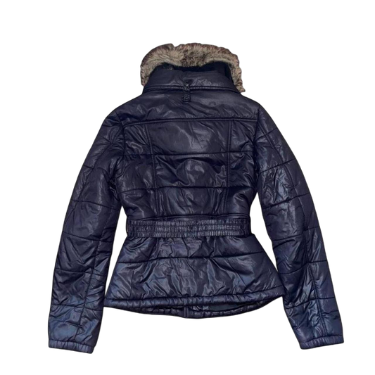 Diesel black puffer jacket with faux fur collar