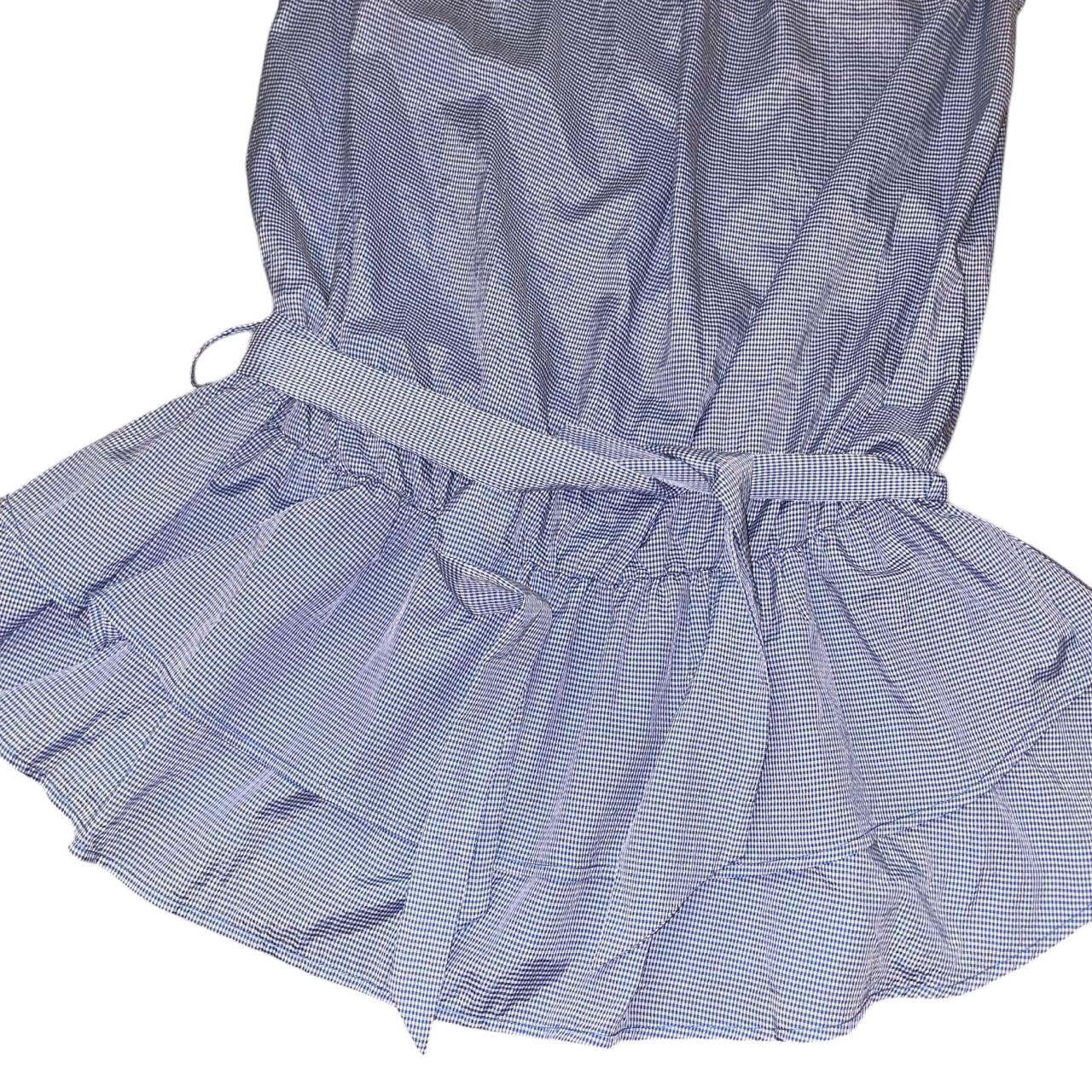 Miss Sixty blue gingham puff sleeve ruffle mini dress | late-2000s