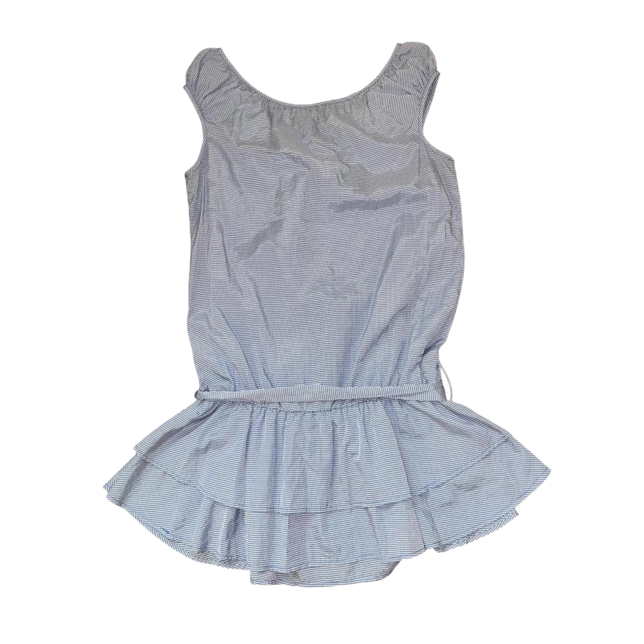 Miss Sixty blue gingham puff sleeve ruffle mini dress | late-2000s