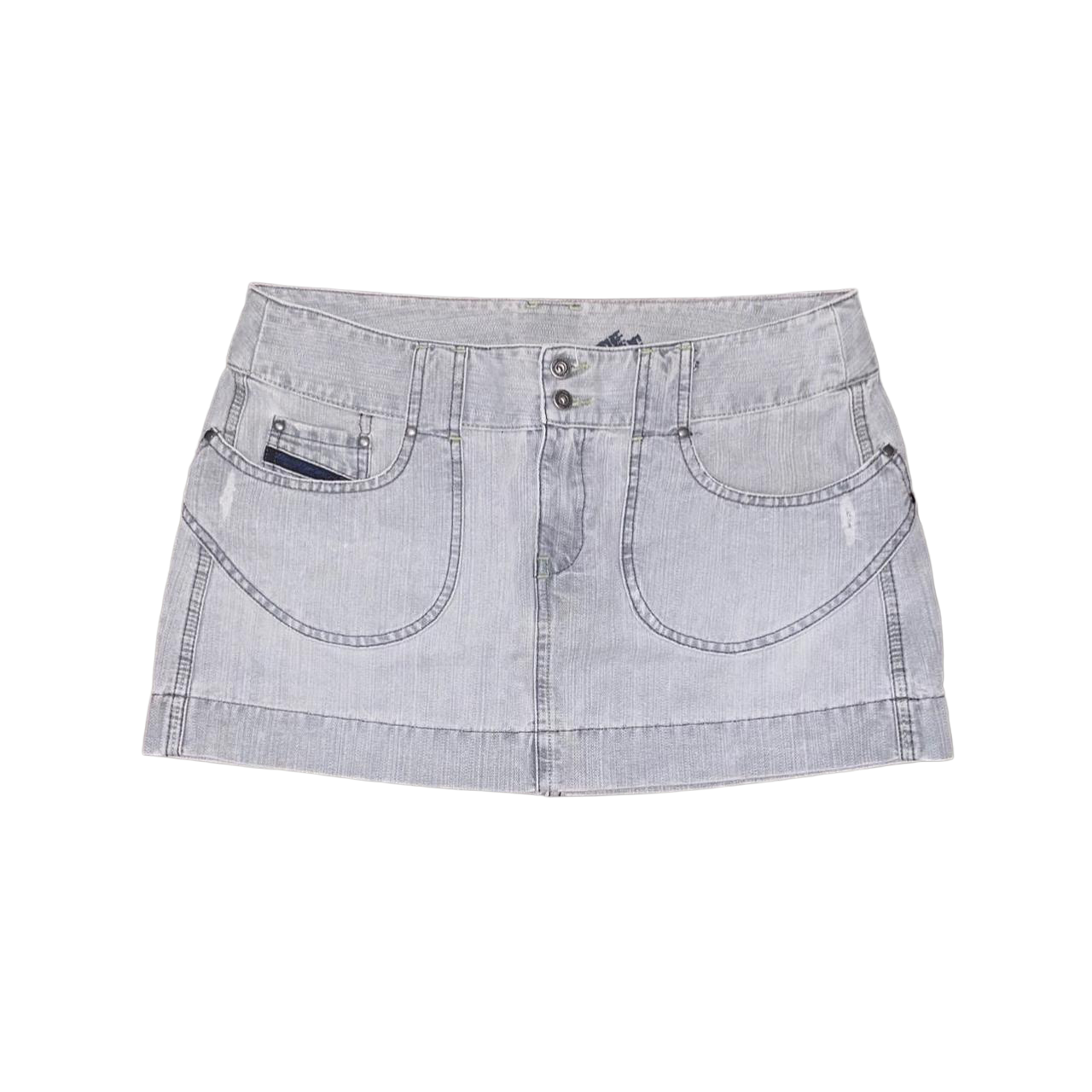 Diesel gray denim utility mini skirt