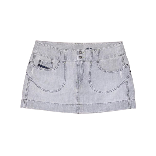 Diesel gray denim utility mini skirt