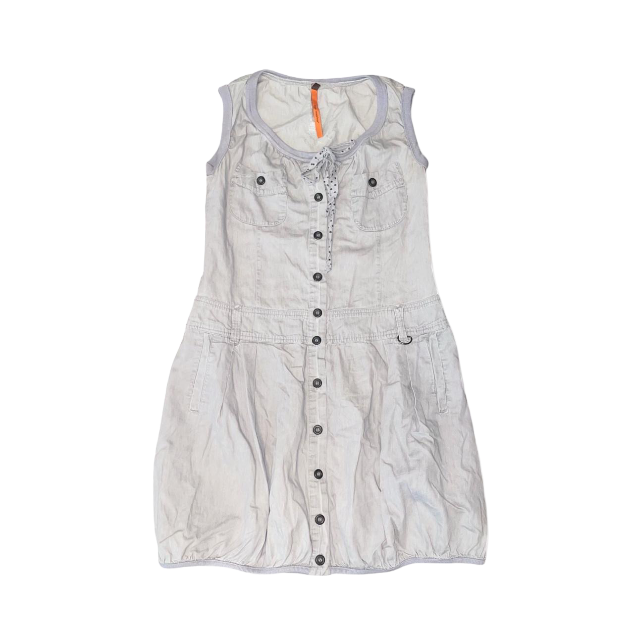 Cop. Copine gray utility dress with cinched hem | late-2000s