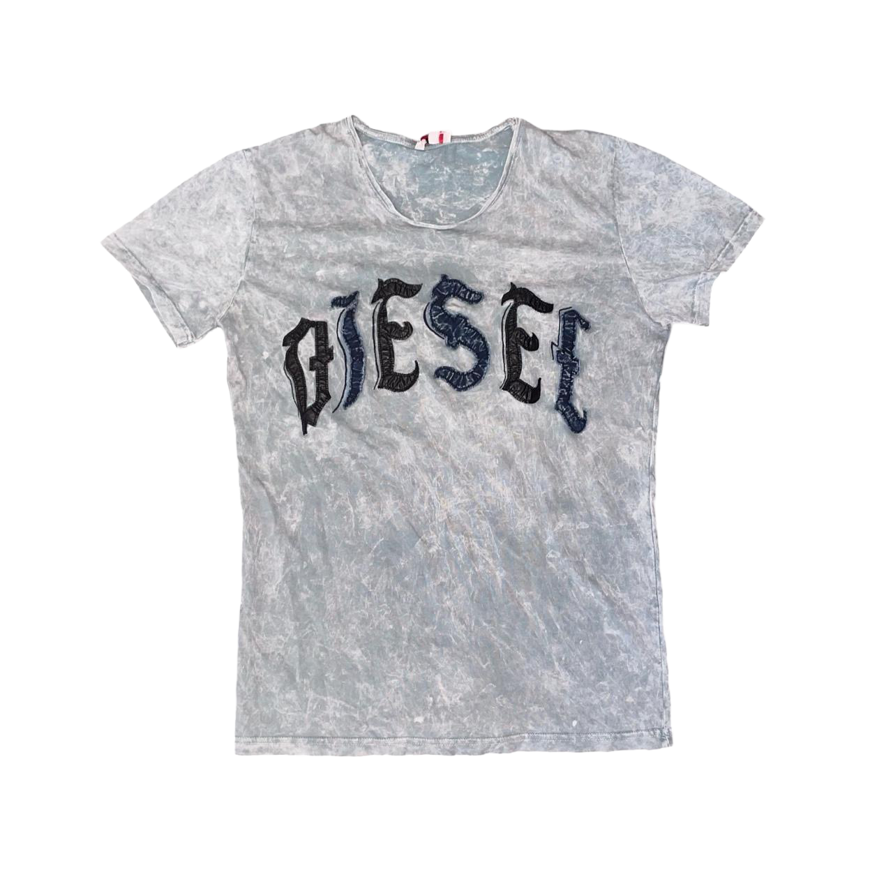 Diesel gray acid wash faded logo graphic tee | mid-2000s